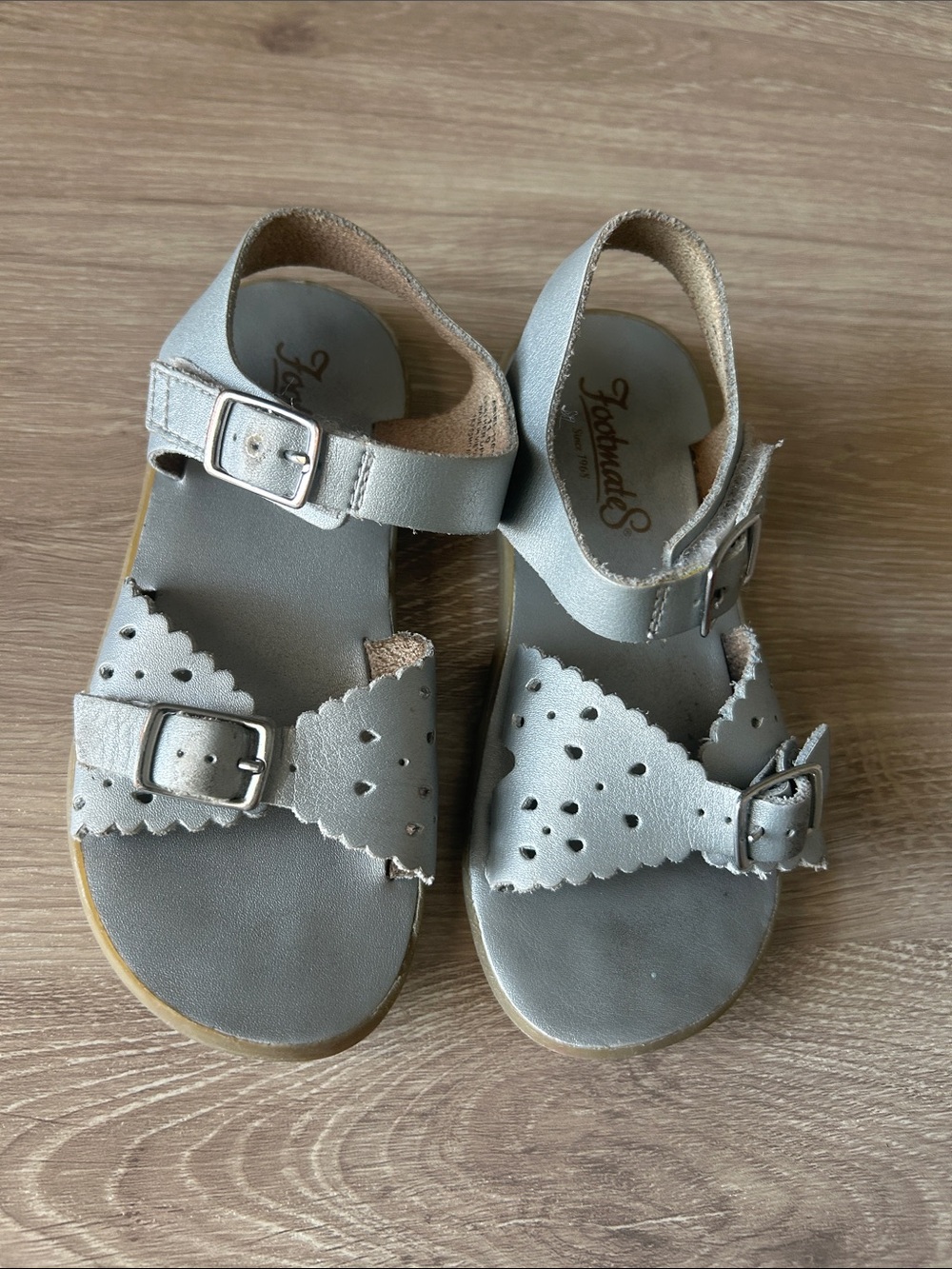 Footmates Eco-Ariel Waterproof Sandal Toddler Gray Leather, Sz.11.